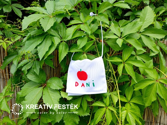 Textilfestékkel díszített, DIY tarisznya óvodai ballagásra 