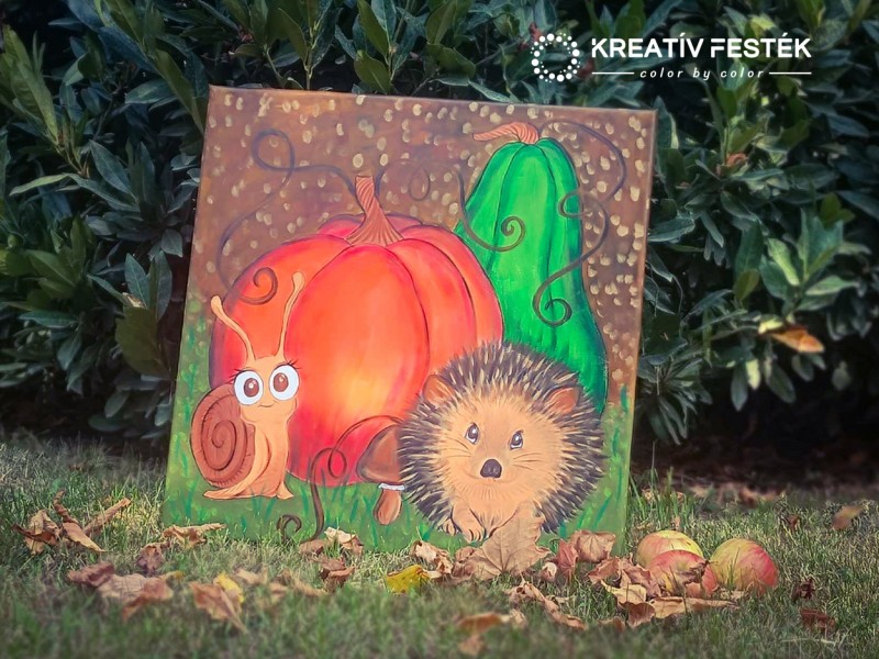 Őszi kép akrilfestékkel