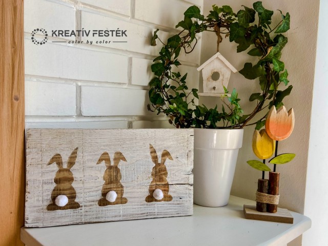 Egyszerű, gyors húsvéti dekoráció krétafestékkel